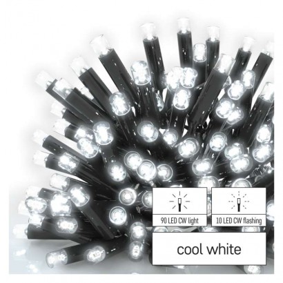 Profi LED spojovací řetěz problikávající, 10 m, venkovní i vnitřní, studená bílá, časovač