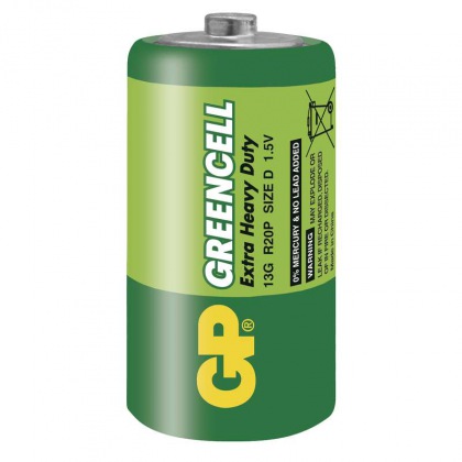 Zinkochloridová baterie GP Greencell R20 (D) fólie