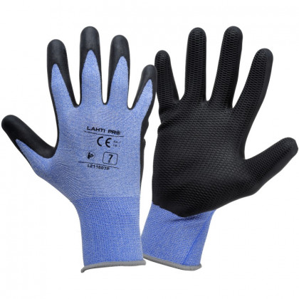 LAHTI PRO - BLACK/BLUE ochranné rukavice s latexovou vrstvou -…
