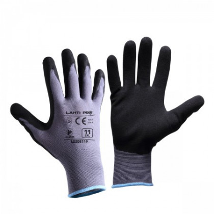 LAHTI PRO - BLACK/GREY ochranné rukavice s nitrilovou vrstvou -…