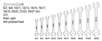 Sada klíčů plochých 10 ks 6 - 27 mm