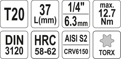 Nástavec 1/4" bit Torx T20