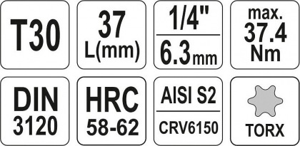 Nástavec 1/4" bit Torx T30