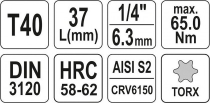 Nástavec 1/4" bit Torx T40