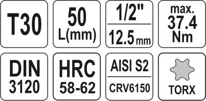 Nástavec  1/2" bit Torx T30