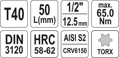 Nástavec  1/2" bit Torx T40
