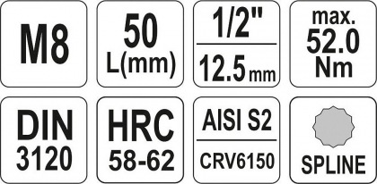 Nástavec  1/2" bit vícezubý M8