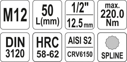 Nástavec  1/2" bit vícezubý M12