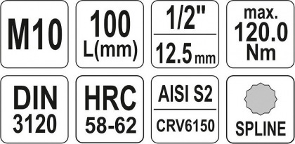 Nástavec prodloužený 1/2" bit vícezubý M10