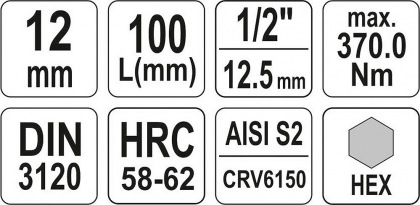 Nástavec prodloužený 1/2" bit Imbus H12