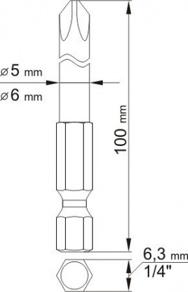 Sada bitů 1/4" 2 ks křížové L=100 mm PH1, PH2