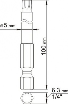 Sada bitů 1/4" 2 ks TORX L=100 mm T10, T25