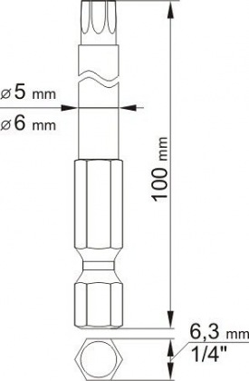 Sada bitů 1/4" 2 ks TORX L=100 mm T15, T27