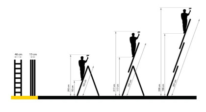 Hliníkový trojdílný žebřík, 3x6 stupňů, 2,97 m, max. zátěž 150 kg
