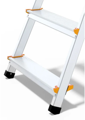 Hliníkový žebřík s policí, 4 stupně, 2,75 m, max. zátěž 150 kg