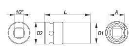 Nástavec 1/2" rázový šestihranný hluboký 10 mm CrMo