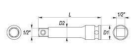 Nástavec 1/2" rázový prodlužovací 125 mm CrMo