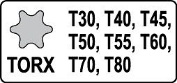 Sada nástavců 1/2" rázové 8 ks T30-T80 torx CrMo