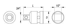 Nástavec adaptér 1/2" - 3/4" rázový CrMo SCM-440