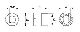 Nástavec 3/4" rázový šestihranný 21 mm CrMo