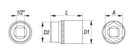 Nástavec 1/2" 15 mm šetihranný