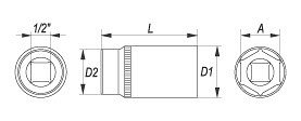 Nástavec 1/2" 14 mm šetihranný hluboký