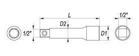 Nástavec 1/2" prodlužovací 76 mm