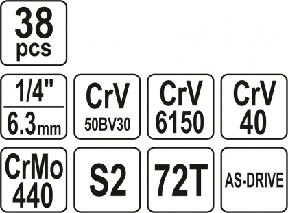 Gola sada 1/4" 38 ks XS