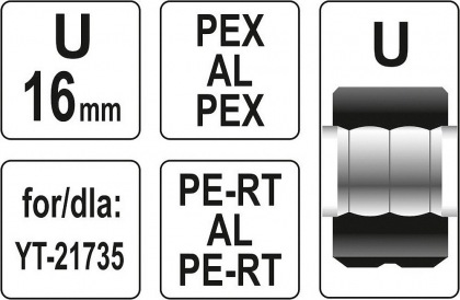 Náhradní čelisti k lisovacím kleštím YT-21735 typ U 16mm