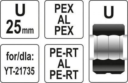 Náhradní čelisti k lisovacím kleštím YT-21735 typ U 25mm