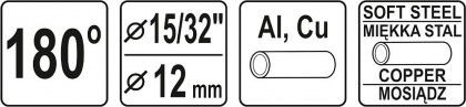 Ohybačka na trubky Al, Cu, 180°, pr. 15/32" - 12mm
