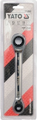 Ráčnový klíč průchozí oboustranný 10-13-17-19 mm