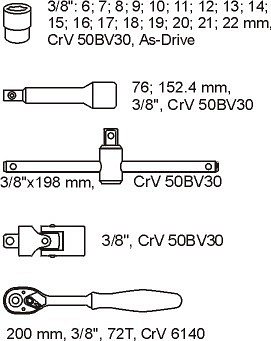 Vložka do zásuvky - klíče nástrčné 22ks 6-22mm gola