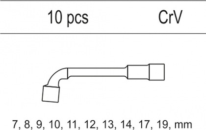 Vložka do zásuvky - klíče nástrčné 7-19mm, 10ks CrV