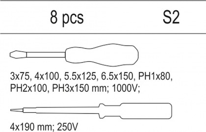 Vložka do zásuvky - sada šroubováků elektrikářských, 1000V, 8ks