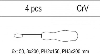 Vložka do zásuvky - sada šroubováků s úderným koncem, 4ks