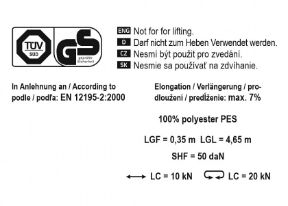 Popruh s ráčnou a háky 2t 5m  TÜV/GS