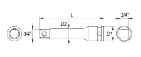 Nástavec 3/4" rázový prodlužovací 100 mm CrMo