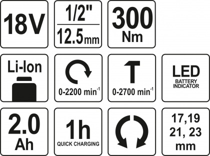 Rázový utahovák AKU 1/2" 18V 300Nm