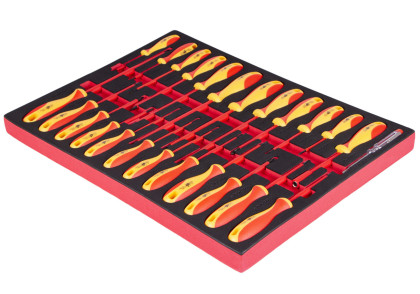 Sada VDE šroubováků ve výpni do dílenského vozíku, 25 ks - AH2404