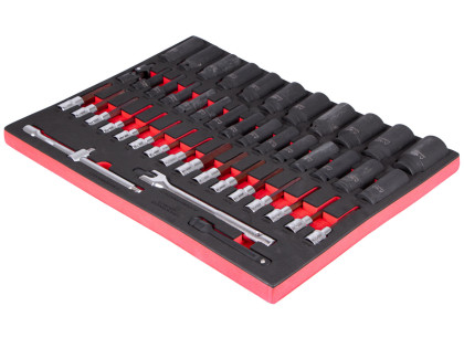 Sada nástrčných klíčů a kovaných hlavic v pěnové výplni, 45 ks - AH2325