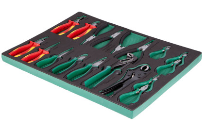 Sada kleští a VDE kleště ve výplni do dílenského vozíku, 18 ks - AH2348