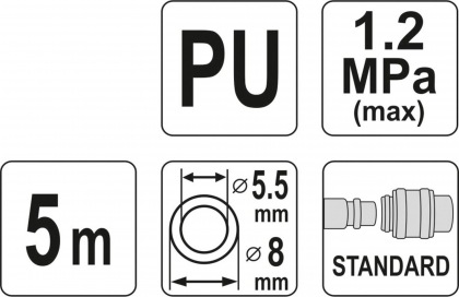 Hadice vzduchová spirální PU 5,5x8mm, 5m