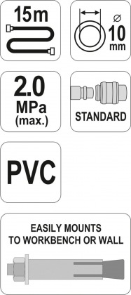 Naviják se vzduchovou hadicí PVC 10mm, 15m