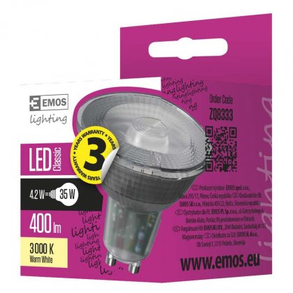 LED žárovka Classic MR16 4,2W GU10 teplá bílá