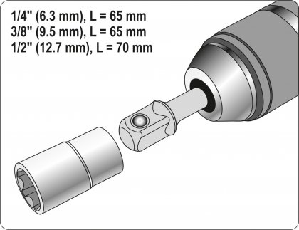 Sada adaptérů 3ks HEX 1/4, 3/8, 1/2