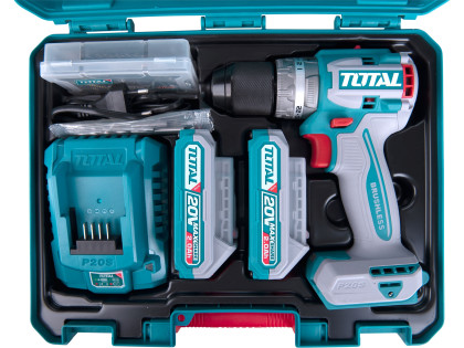 Vrtací šroubovák AKU s příklepem, brushless, 20V Li-ion (2x), industrial
