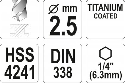 Vrták na kov TITAN 1/4" 2,5mm