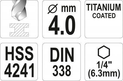 Vrták na kov TITAN 1/4" 4mm