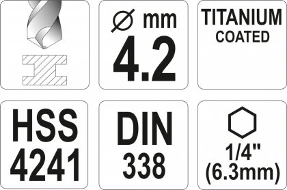Vrták na kov TITAN 1/4" 4,2mm